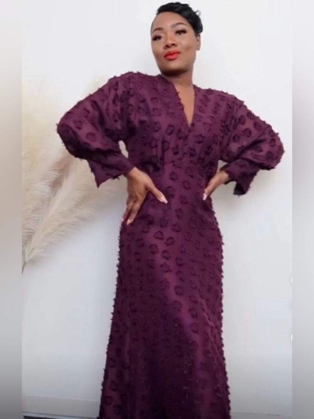 Zara Long Sleeves Midi Dress With Frayed Circular Pattern Size
Medium NWT